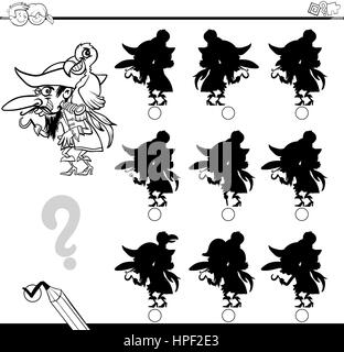 Black and white pirate find differences game for children. Sea ...