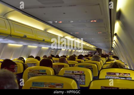 Inside of the Ryanair airplane Stock Photo - Alamy