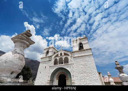 white old church on the background of cloudy sky Stock Photo