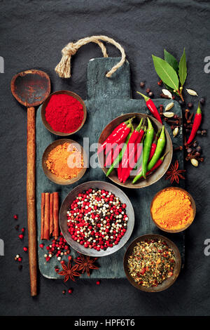 Fresh delicious ingredients for healthy cooking  on rustic background, top view. Diet, cooking, clean eating or vegetarian food concept. Stock Photo