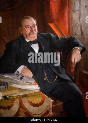 Grover Cleveland. Portrait of the 22nd and 24th  US President, Grover Cleveland (1847-1908) by Anders Zorn, oil on canvas, 1899. Stock Photo