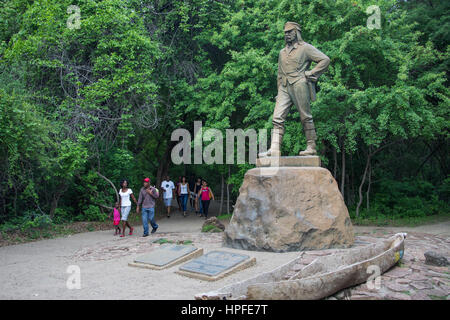 Statue of Doctor David Livingstone, Victoria Falls, Zimbabwe Stock Photo