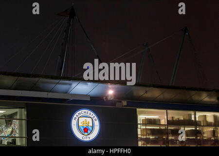 Manchester, UK. 21st Feb, 2017. A general view of Etihad Stadium before the UEFA Champions League Round of 16 first leg match between Manchester City and AS Monaco at the Etihad Stadium on February 21st 2017 in Manchester, England. Credit: PHC Images/Alamy Live News Stock Photo