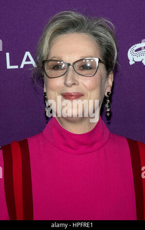 Los Angeles, Us. 21st Feb, 2017. Actress Meryl Streep arrives at the 19th Costume Designers Guild Awards, CDGA, at Hotel Beverly Hilton in Los Angeles, USA, on 21 February 2017. - NO WIRE SERVICE - Photo: Hubert Boesl/dpa/Alamy Live News Stock Photo