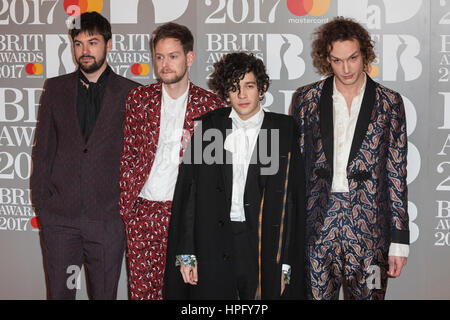 London, UK. 22nd Feb, 2017. The 1975. Red carpet arrivals for the 2017 BRIT Awards at the O2. Credit: Bettina Strenske/Alamy Live News Stock Photo