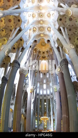 Inside Of Sagrada Familia Cathedral, Barcelona, Spain Stock Photo