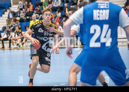 October 11, 2015: Lie Hansen #89 of Bregenz Basketball  in action during the European Handball Federation (EHF) Cup Men Qualification Round 2 game between  CSM Bucharest (ROU) vs Bregenz Handball (AUT) at Polyvalent Hall in Bucharest, Romania ROU.   Photo: Cronos/Catalin Soare Stock Photo