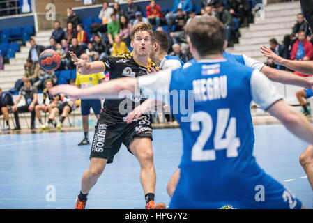 October 11, 2015: Lie Hansen #89 of Bregenz Basketball  in action during the European Handball Federation (EHF) Cup Men Qualification Round 2 game between  CSM Bucharest (ROU) vs Bregenz Handball (AUT) at Polyvalent Hall in Bucharest, Romania ROU.   Photo: Cronos/Catalin Soare Stock Photo