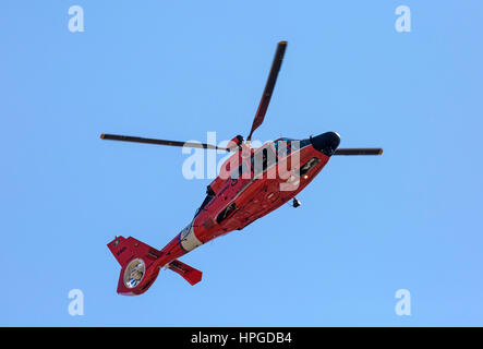 MH-65 Dolphin helicopter from the United States Coast Guard. Stock Photo