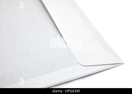 Open letter envelope, isolated large detailed horizontal macro closeup Stock Photo