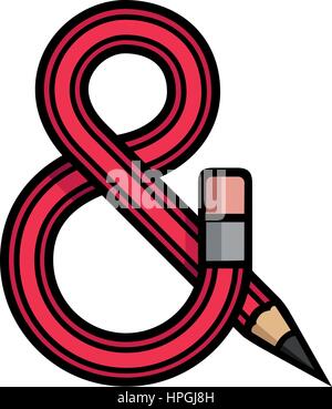 Ampersand Pencil. Vector Logo. Stock Vector