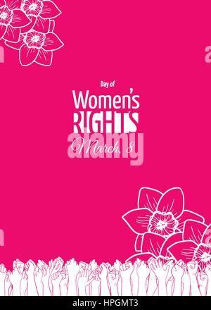 March 8 card or banner template. Historically, International Womens Day is the day of women's rights and emancipation Stock Vector