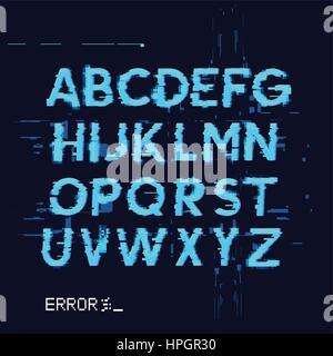 Glitch displacement type letters with fault lines. Vector illustration Stock Vector