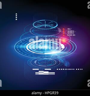 HUD display cross section. Futuristic digital interface elements. Vector illustration Stock Vector