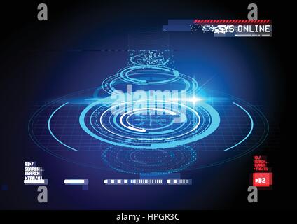 technical HUD display cross section with futuristic digital interface elements. Vector illustration Stock Vector