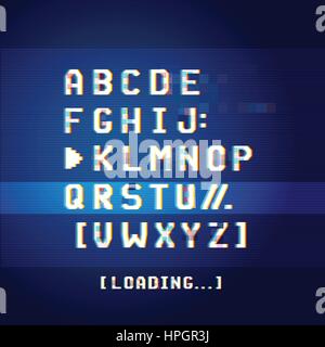 Old glitchy computer screen software type letters. Vector illustration Stock Vector