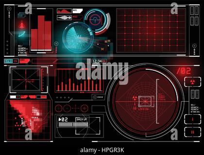 technical HUD display with futuristic digital interface elements. Vector illustration Stock Vector