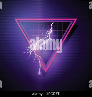 Retro 1980's Element with triangles and lightning bolts. Vector illustration Stock Vector