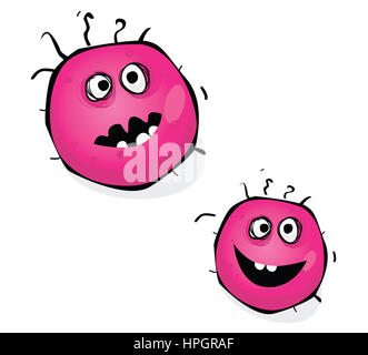 5255257 - swine flu bacteria. warning! pink bacteria of swine flu, h1n1. art vector illustration. Stock Photo