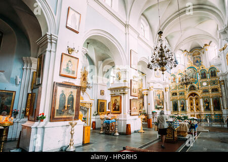 Minsk, Belarus - August 27, 2014: Interior Of Cathedral Of Holy Spirit In Minsk - The Main Orthodox Church Of Belarus Stock Photo