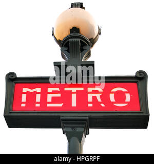 Paris metro sign isolated over the white background Stock Photo