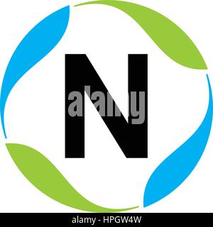 Green Project Solution Letter N Stock Vector