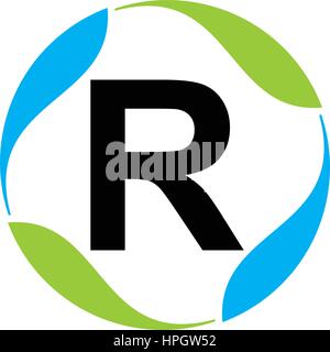 Green Project Solution Letter R Stock Vector