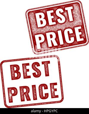 Two red realistic vector Best Price stamps isolated on white background. Stock Vector