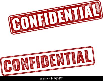 Two red realistic vector Confidential grunge rubber stamps isolated on white background Stock Vector