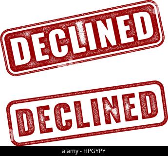 Set of red realistic vector Declined grunge rubber stamp isolated on white background. Stock Vector