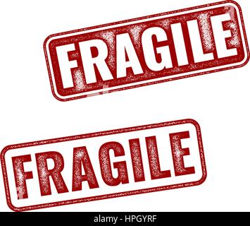 Realistic vector grunge rubber stamp Fragile isolated on white background Stock Vector