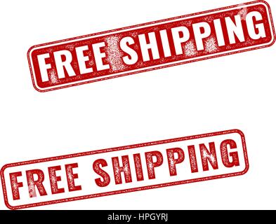 Realistic red vector grunge rubber stamp Free Shipping isolated on white background Stock Vector