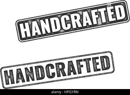 Two realistic vector Handcrafted grunge rubber stamps isolated on white background Stock Vector
