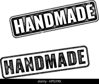 Two realistic vector Handmade grunge rubber stamps isolated on white background Stock Vector