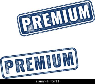 Two realistic vector Premium Quality grunge rubber stamps isolated on white background Stock Vector