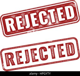 Set of red realistic vector Rejected grunge rubber stamp isolated on white background. Stock Vector