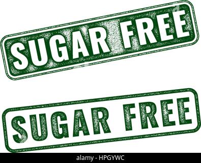 Set of green realistic vector Sugar free grunge rubber stamp isolated on white background. Stock Vector