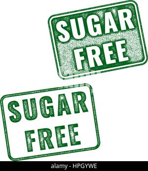 Set of green realistic vector Sugar free grunge rubber stamp isolated on white background. Stock Vector