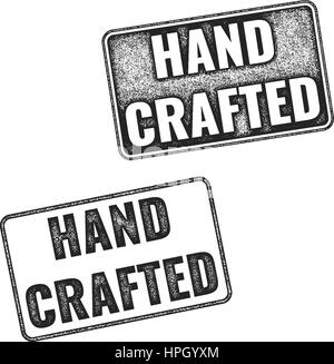 Two realistic vector Handcrafted grunge rubber stamps isolated on white background Stock Vector