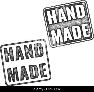 Two realistic vector Handmade grunge rubber stamps isolated on white background Stock Vector
