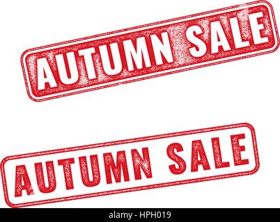 Two textured stamps Autumn sale. Vector realistic Autumn sale imprints isolated on white background Stock Vector
