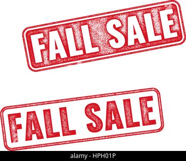 Two textured stamps Fall sale. Vector realistic Fall sale imprints isolated on white background Stock Vector