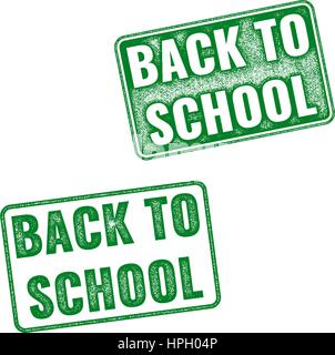 Realistic green vector stamp back to school. Grunge stamp Back to School on white background Stock Vector