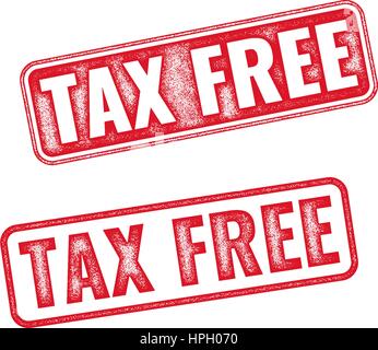 Tax free grunge rubber stamp isolated on white. Realistic red vector stamp Tax Free Stock Vector