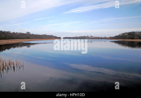 A view of the wide expanse of Ormesby Broad on the Norfolk Broads from Rollesby Bridge, Rollesby, Norfolk, England, United Kingdom. Stock Photo