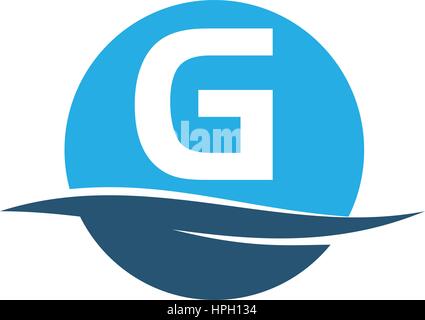 Wave water Initial G Stock Vector
