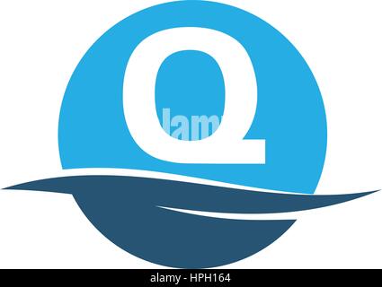 Wave water Initial Q Stock Vector