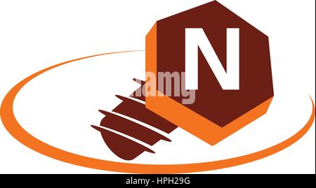 Industrial Solutions Initial N Stock Vector