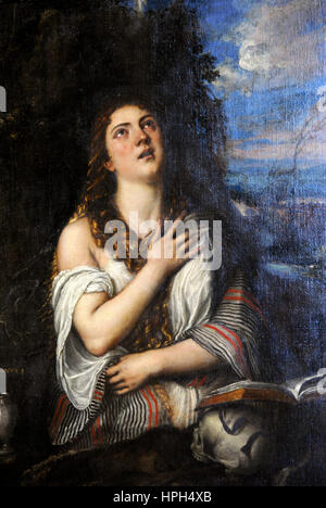 Titian (1489/1490-1576). Italian painter. Magdalene, ca.1567. Farnese Collection. National Museum of Capodimonte. Naples. Italy. Stock Photo