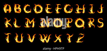 Hot Alphabet. Flame font. Fiery letters. Burning ABC. Fire Stock Vector ...